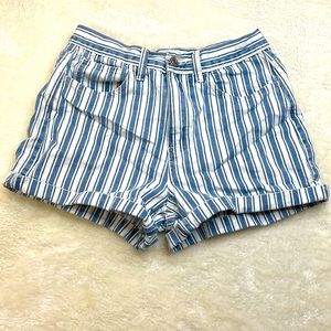 American Eagle Mom Short Jean Shorts Blue and White Striped  Size 2